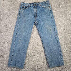 Levis 505 Mens Regular Straight Jeans Size 35x30 (Fits 33x25) Vintage Orange Tab